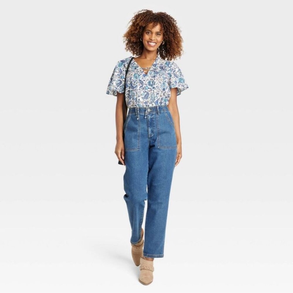 Knox Rose Blue High-Waisted Pants NWT